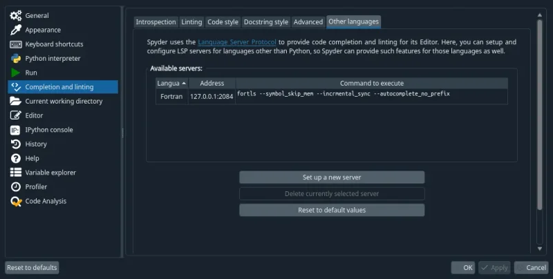 LSP preferences